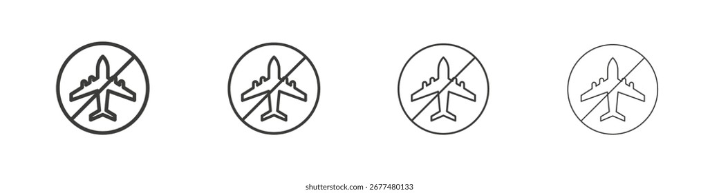 No plane sign symbol. Vector isolated illustration.