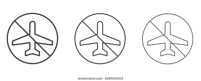 No plane signs - editable stroke vector illustration