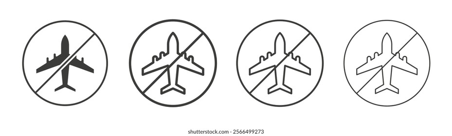 No plane signs flat and linear vector illustration on white background.