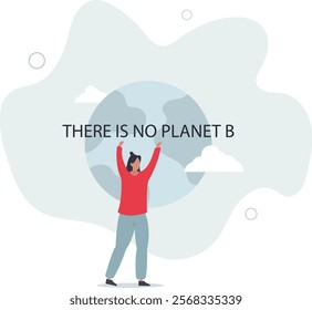 No planet B option as earth protection and conservation.flat characters.