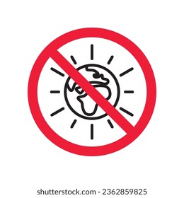 No planet icon. Forbidden earth icon. Prohibited globe vector icon. Warning, caution, attention, restriction, danger flat sign design symbol pictogram