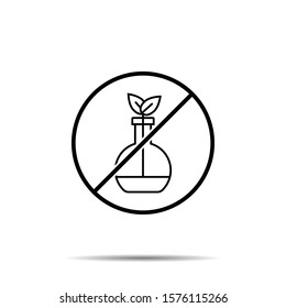 No plant in flask icon. Simple thin line, outline vector of sustainable energy ban, prohibition, embargo, interdict, forbiddance icons for ui and ux, website or mobile application