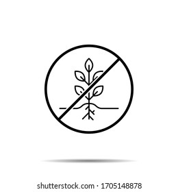 No plant iconicon. Simple thin line, outline vector of biology ban, prohibition, embargo, interdict, forbiddance icons for ui and ux, website or mobile application