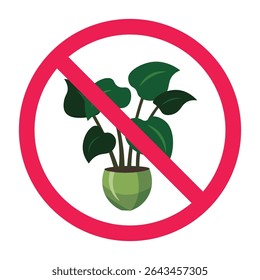 No plant sign, potted plant forbidden symbol, plant restriction sign, houseplant prohibited icon, no greenery allowed