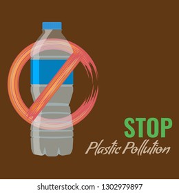 No plastic advertisement template. Protest against plastic garbage. Vector Illustration.
