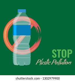 No plastic advertisement template. Protest against plastic garbage. Vector Illustration.