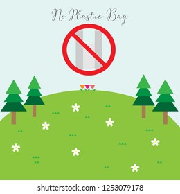 No plastic bag campaign poster. Vector illustrator created. Save the world.