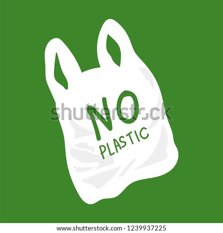 No Plastic Bag Concept, save world, protect animals flat design vector.