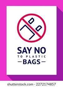 No plastic bag forbidden poster, modern prohibited sticker