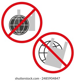 No plastic bag. Global environmental sign. Red prohibition circle.