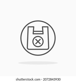 Keine Plastiktüten-Ikone. Bearbeitbarer Stroke und Pixel perfekt. Rahmenstil. Vektorgrafik. Genießen Sie dieses Symbol für Ihr Projekt.