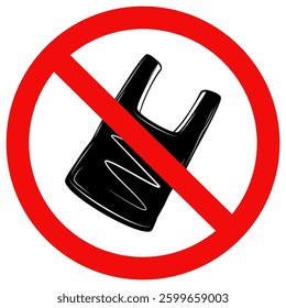 No plastic bag icon. Flat style vector illustration design.