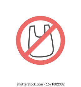 No plastic bag icon. Vector illustration flat design isolated on white background. Icon