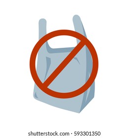 No Plastic Bag Icon. Vector Illustration Flat Design.