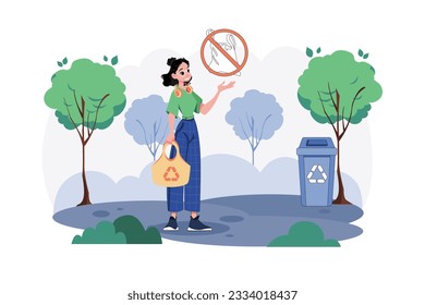 No Plastic Bag Illustration concept on white background