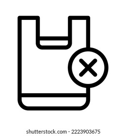 no plastic bag line icon illustration vector graphic