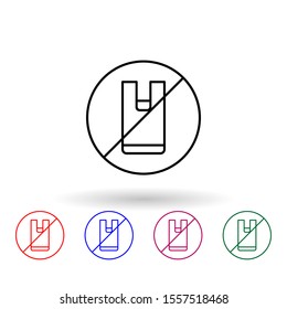 No plastic bag multi color icon. Simple thin line, outline vector of no plastic icons for ui and ux, website or mobile application