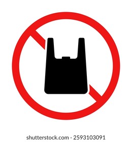 No Plastic Bag Sign on White Background