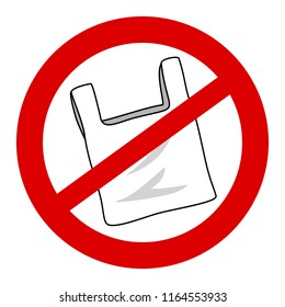 no plastic bag vector; banned symbol