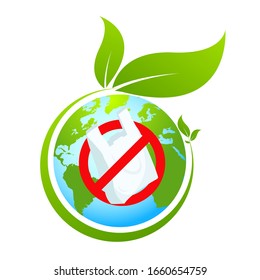 No plastic bags in Earth globe sign concept illustration