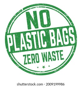 No plastic bags grunge rubber stamp on white background, vector illustration
