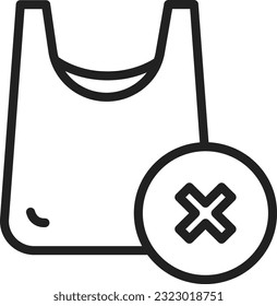 No Plastic Bags Icon image. Suitable for mobile application.