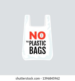 No plastic bags sign concept illustration. Stop pollution eco symbol icon, plastic bag ban forbidden trash sign.