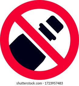 No plastic bottle forbidden sign, modern round sticker