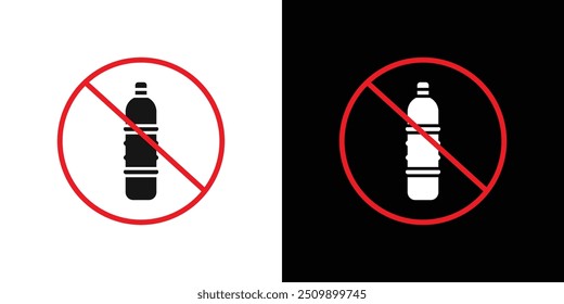 No plastic bottle icon Black line art vector logo set