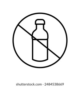 No Plastic Bottle Icon for Environmental Awareness, Anti-Plastic Campaigns, and Sustainability Graphics