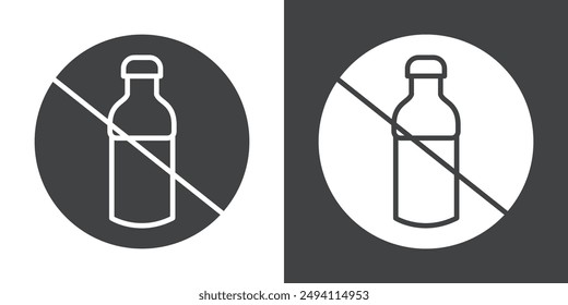 No plastic bottle icon Flat set in black and white color outline vector