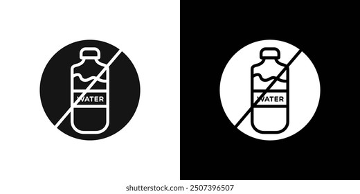 No plastic bottle icon Flat vector set outline