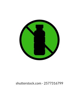 No plastic bottle icon, simple flat style, logo sign symbol vector illustration pictogram, isolated on white for mobile app