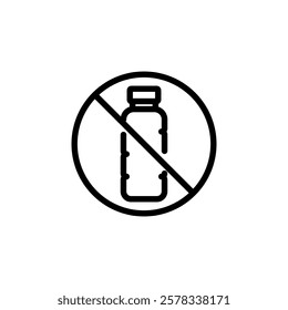 No plastic bottle icon, simple flat style, logo sign symbol vector illustration pictogram, isolated on white for mobile app