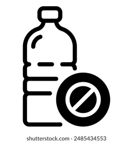 Símbolo de icono de línea de botella de plástico