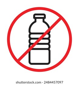 No plastic bottle linear logo mark in black and white