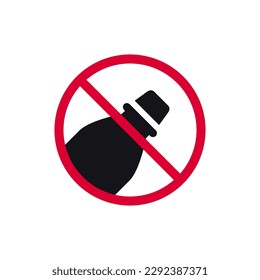 No plastic bottle prohibited sign, forbidden modern round sticker, vector illustration.
