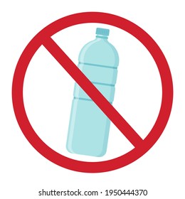 no hay signo de botella de plástico aislado sobre fondo blanco. Ilustración del vector