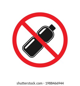 No plastic bottle sign. Vector illustration isolated on white background.