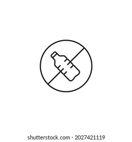 Sin plástico, botella de plástico, paren plástico 
ilustración vectorial de icono de línea delgada simple