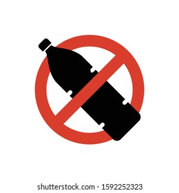 No Plastic Bottle Vector Icon. Red No Symbol. Circle Red Warning Icon.