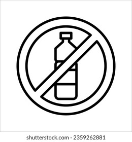 no hay icono del vector del frasco de plástico. Rojo no símbolo. Icono de advertencia rojo circular. ilustración vectorial sobre fondo blanco