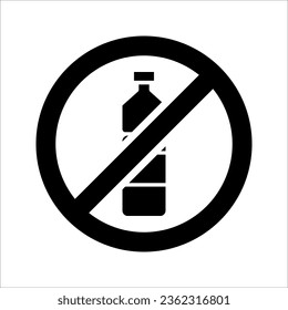 no hay icono del vector del frasco de plástico. Rojo no símbolo. Icono de advertencia rojo circular. ilustración vectorial sobre fondo blanco
