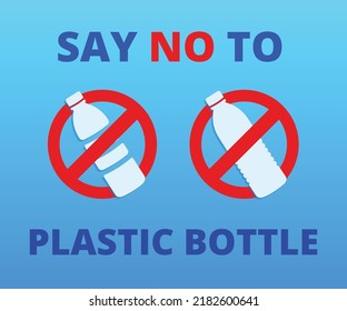 No Plastic Bottle Warning Sign. No Plastic Bottle Icon.