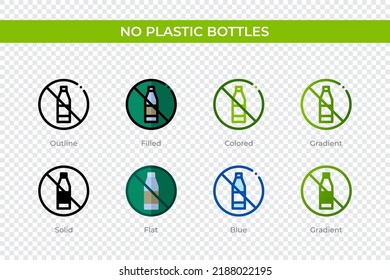 No plastic bottles icon in different style  No plastic bottles vector icons designed in outline  solid  colored  filled  gradient    flat style  Symbol  logo illustration  Vector illustration