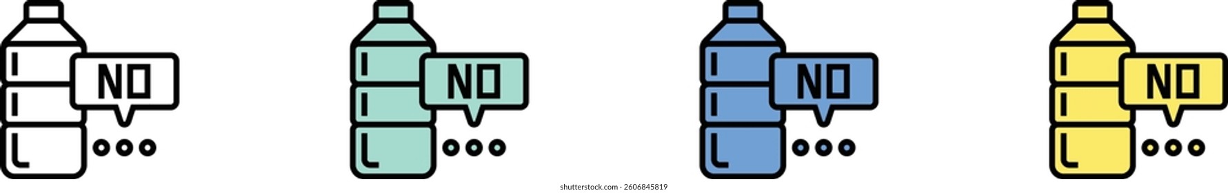 no plastic bottles icon. Outline, Green, Blue and Yellow Style Design Isolated On White Background