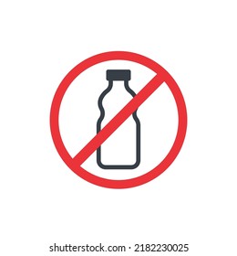 no plastic bottles icon, vector sign