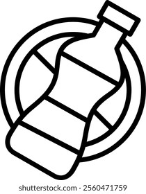 No Plastic Bottles Line Vector Icon Design