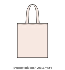 No Plastic Concept. Recycle Shopping Bag. Canvas Shoulder Tote. Isolated Vector Clip Art.