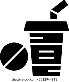 No Plastic Cup Glyph Icon Vector Design